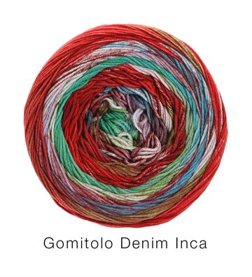 Gomitolo DENIM INCA - 157 - mintturkis/lys blå/rosa/rød/vinrød/turkisblå/umbra